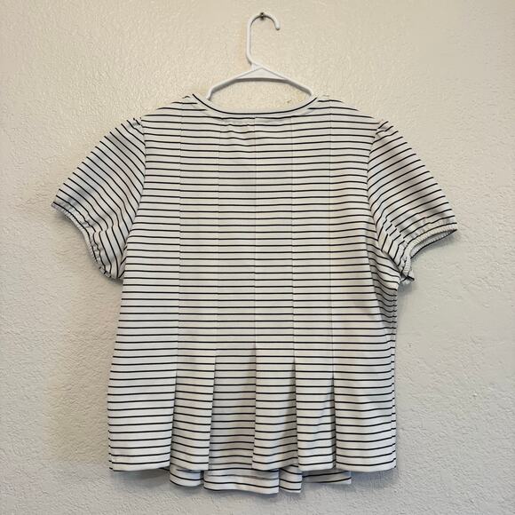 NWT Anthropologie Maeve Corset Peplum Top Striped Pleated Nautical Coastal XL - Picture 8 of 12